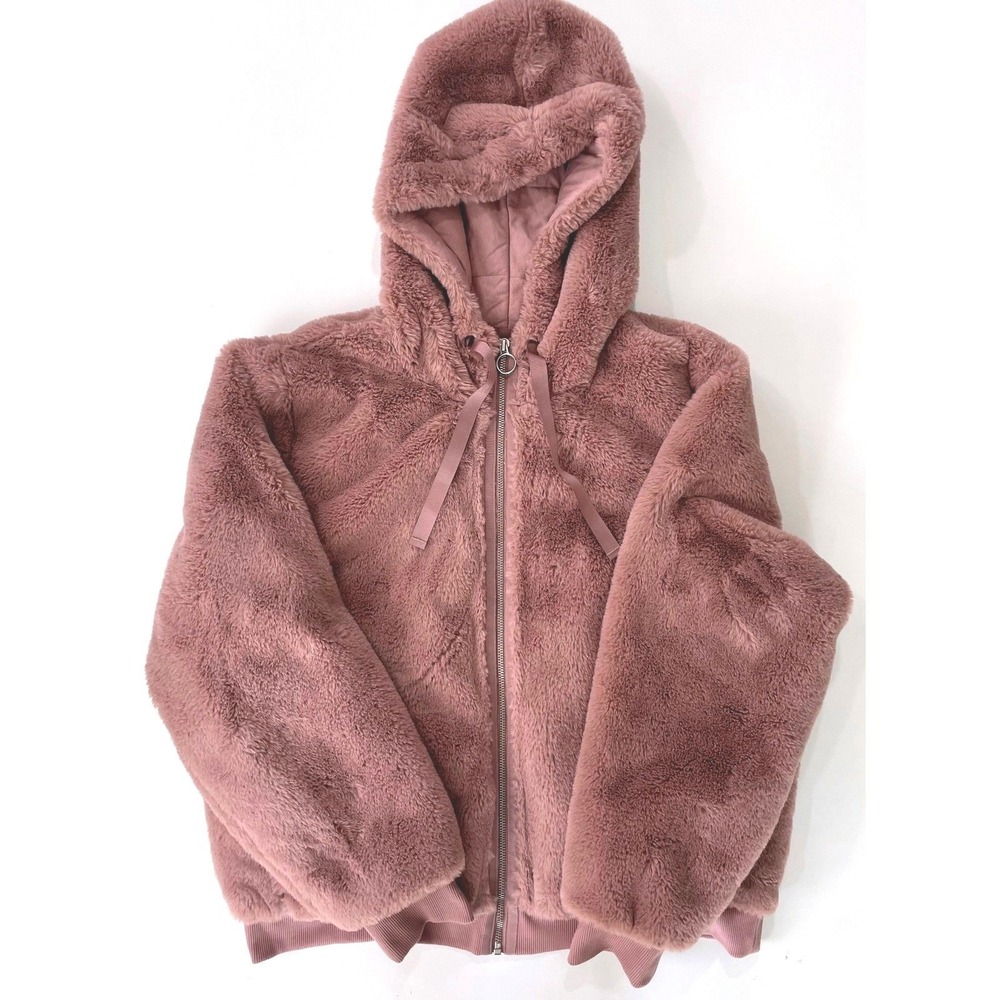 Athleta Ritual Jacket Dogwood Mauve Pink Sherpa‎ Teddy Zip Jacket Bomber Hoodie - Picture 3 of 6